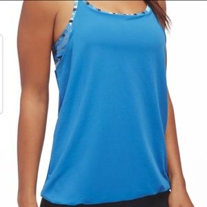 Fabletics Norwalk Blue Patterned Racerback Tank To